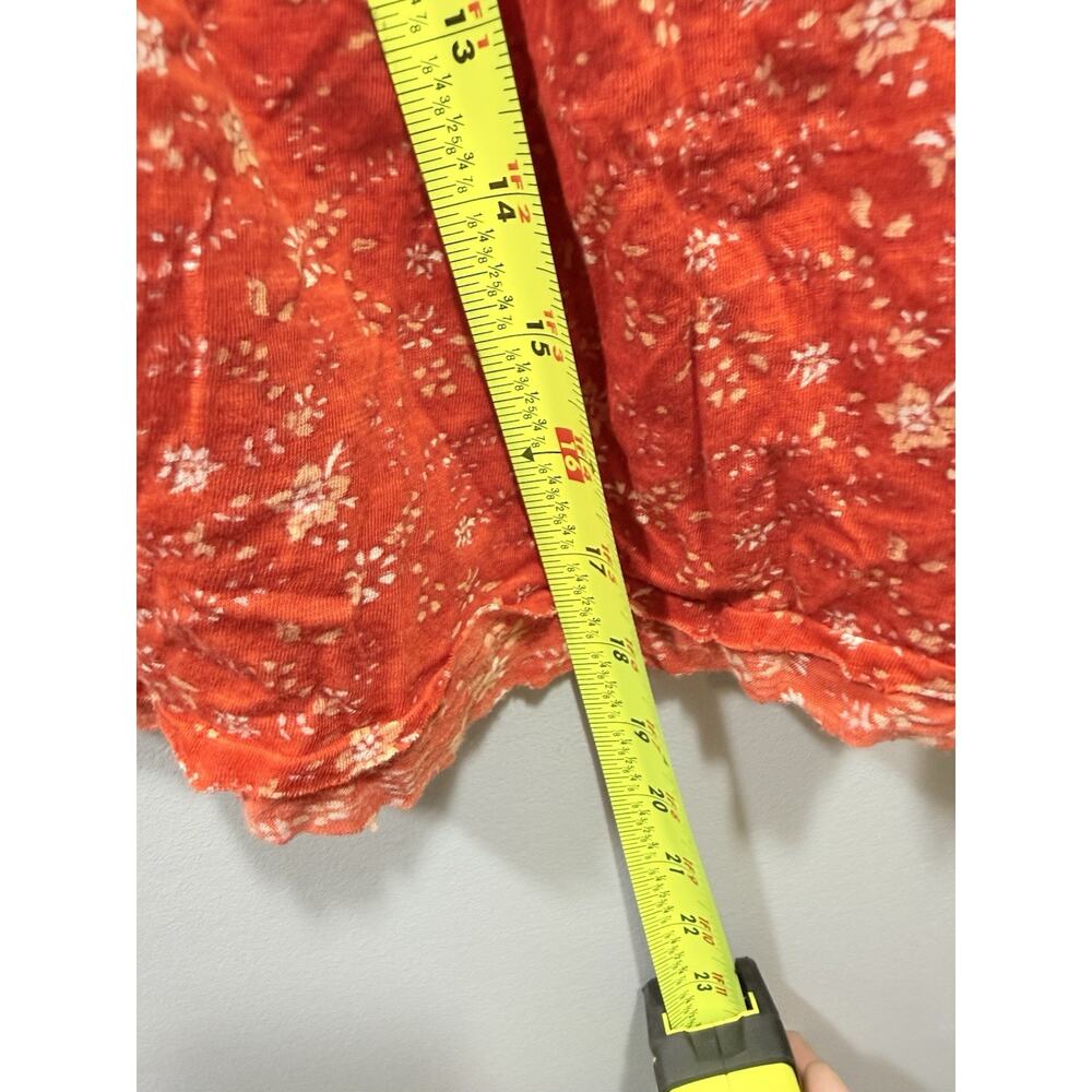 Free People Floral Scoop Neck Puff Short Sleeve low back Tunic Blouse XS - Picture 12 of 13